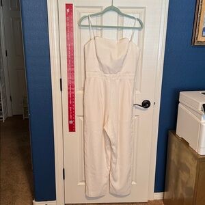 Jill Stuart Cream Satin One Piece Pant Jumpsuit
